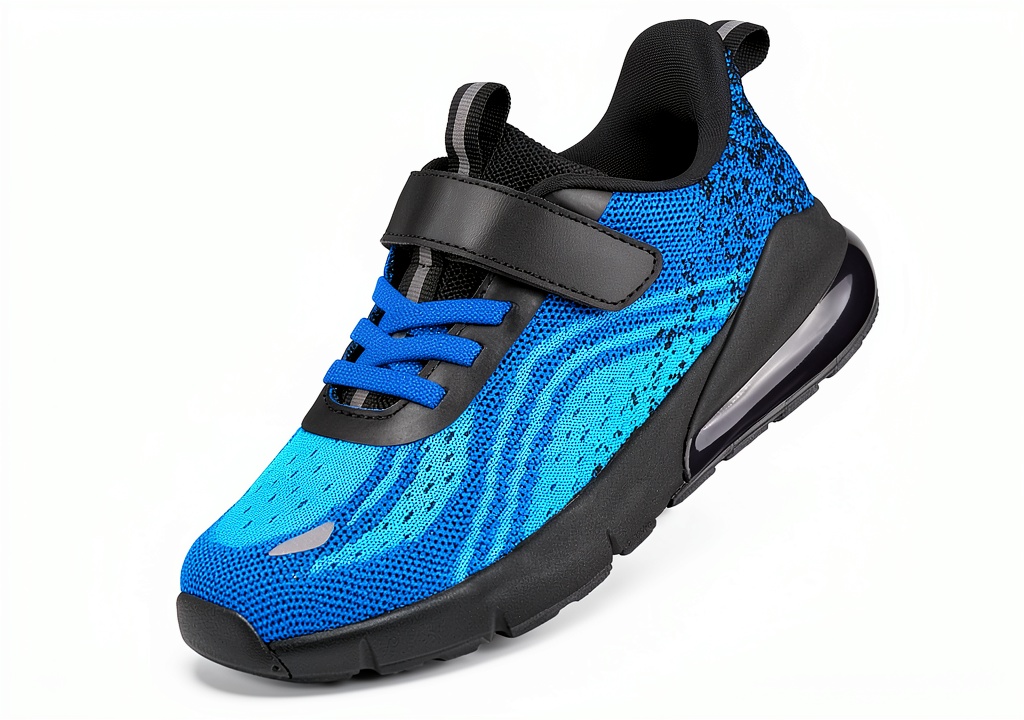 Child wearing CENNID waterproof running shoes on a rainy playground